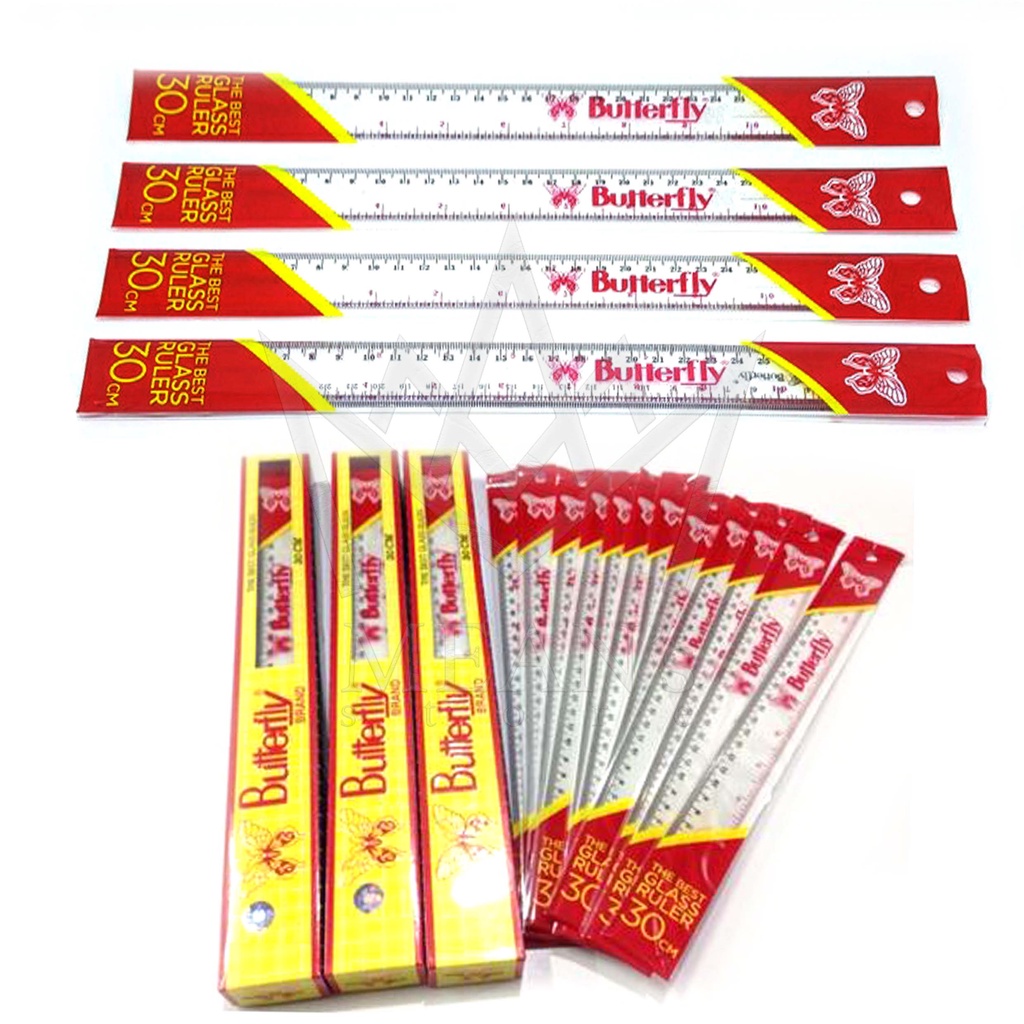 

D3W! Penggaris Plastik Mika Butterfly 30cm / Mika Glass Ruler 30 cm