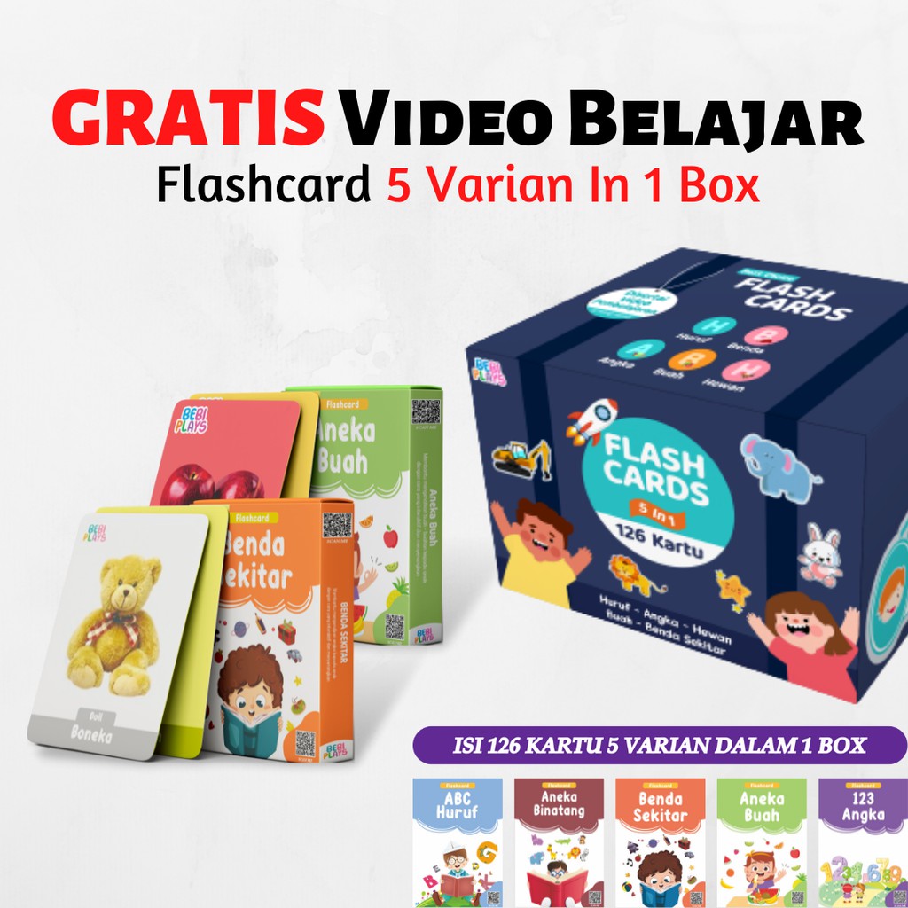 Flash Card Edukasi Anak 5 Varian Dalam 1 Box Edukasi Anak Bayi Usia 1 2 3 5 Tahun Flashcard Edukasi Anak Hijaiyah Hewan Buah Huruf Angka Benda Sekitar Kado Anak Hadiah Ulang Tahun Bayi