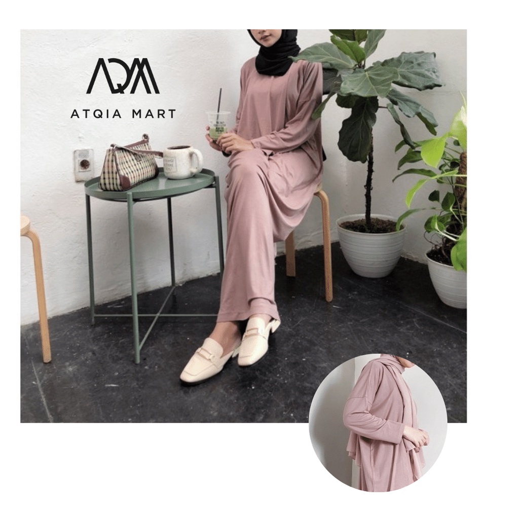 Atqia_Mart - Inner Dress Pakaian wanita Busui Manset Gamis  Kaos Dalaman Gamis Panjang Gamis Bahan D