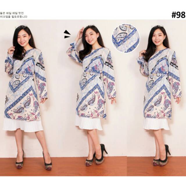 TUNIK BATIK KOMBINASI PLISKET MODERN