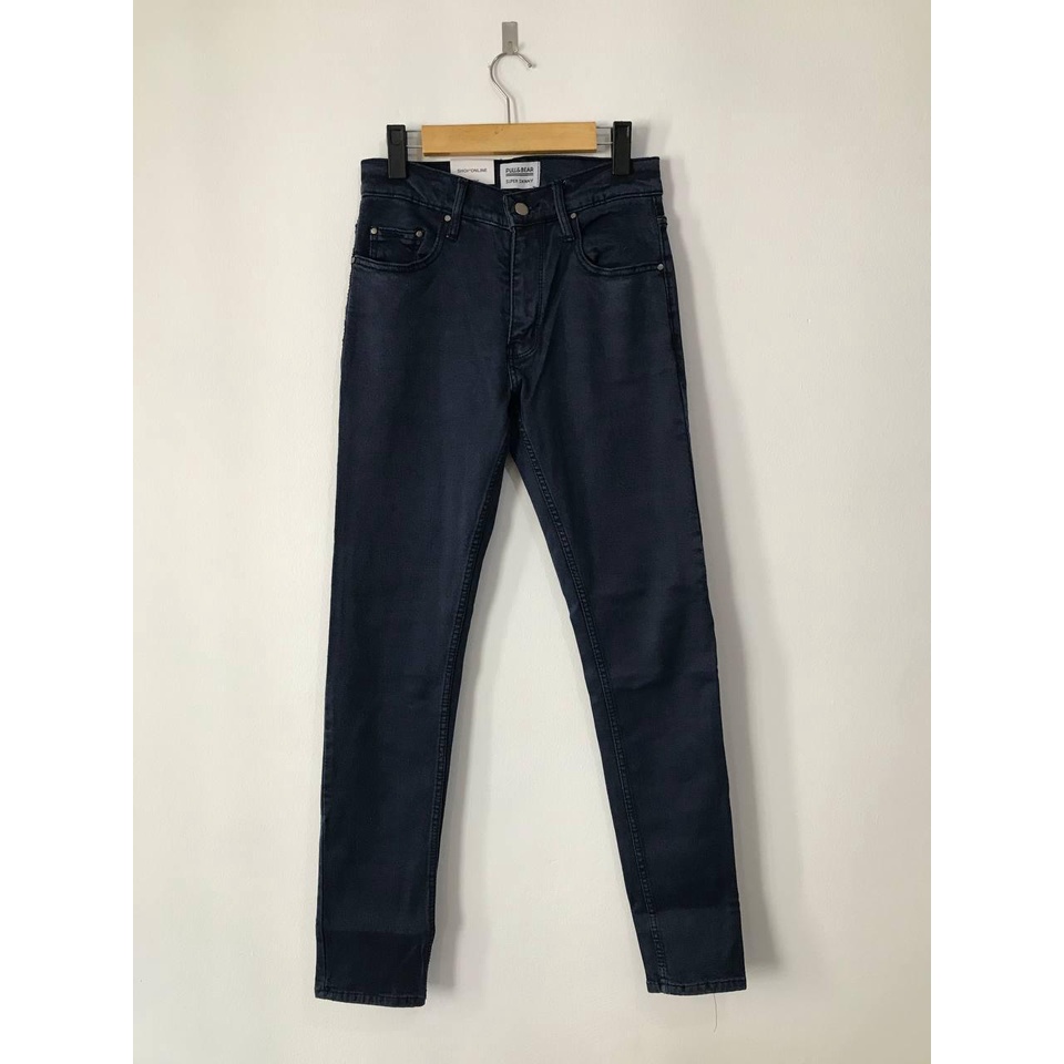 CELANA JEANS PRIA PULL&amp;BEAR DARK BLUE NAVY SKINNY STRETCH PULLANDBEAR PULL &amp; BEAR PULL P&amp;B BIRU TUA