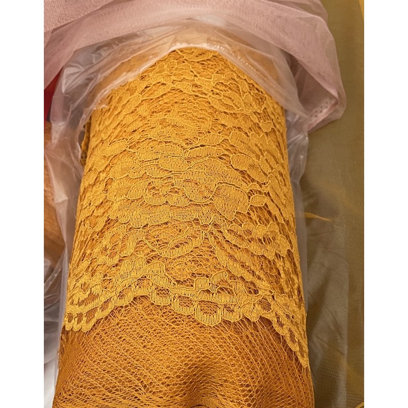 Kain BROKAT CORD LACE NON GLITTER-Mustard