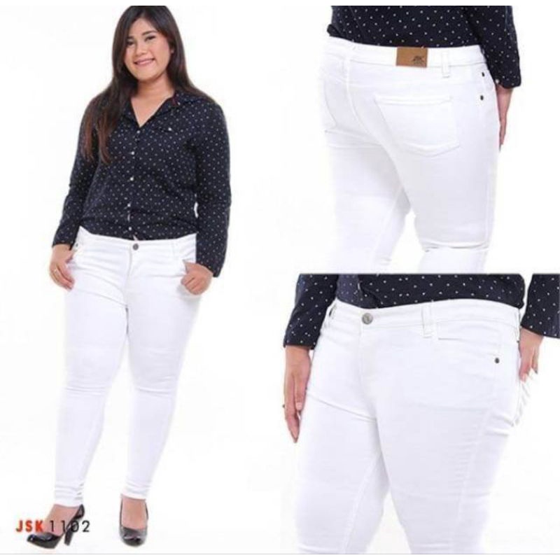 Celana jeans putih wanita jumbo/pointcloting