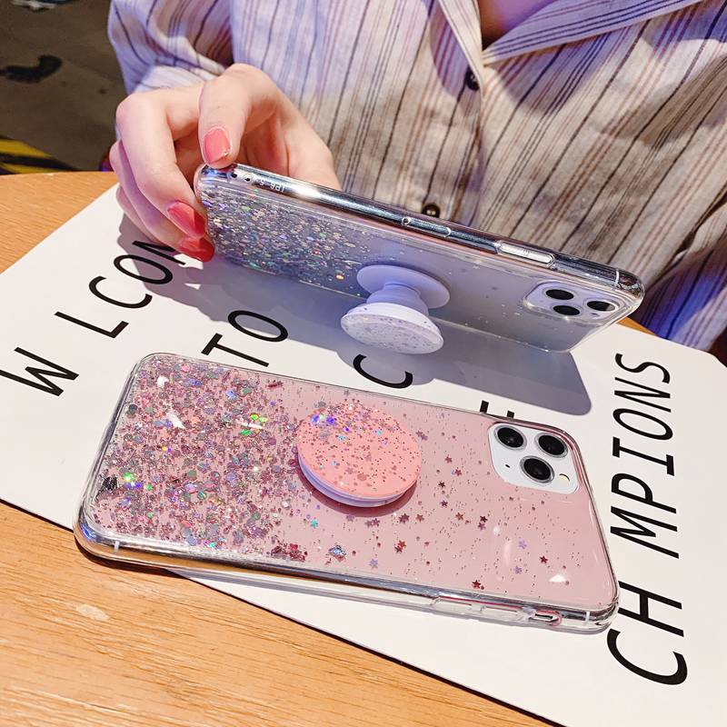 Popsocket Casing Soft Case OPPO Reno 5 5F A15 A15s A3S A57 A39 A7 A5S A12 A9 A5 2020 F11 Pro A37 Neo 9 Realme C2 Xiaomi Redmi Note 10 Pro