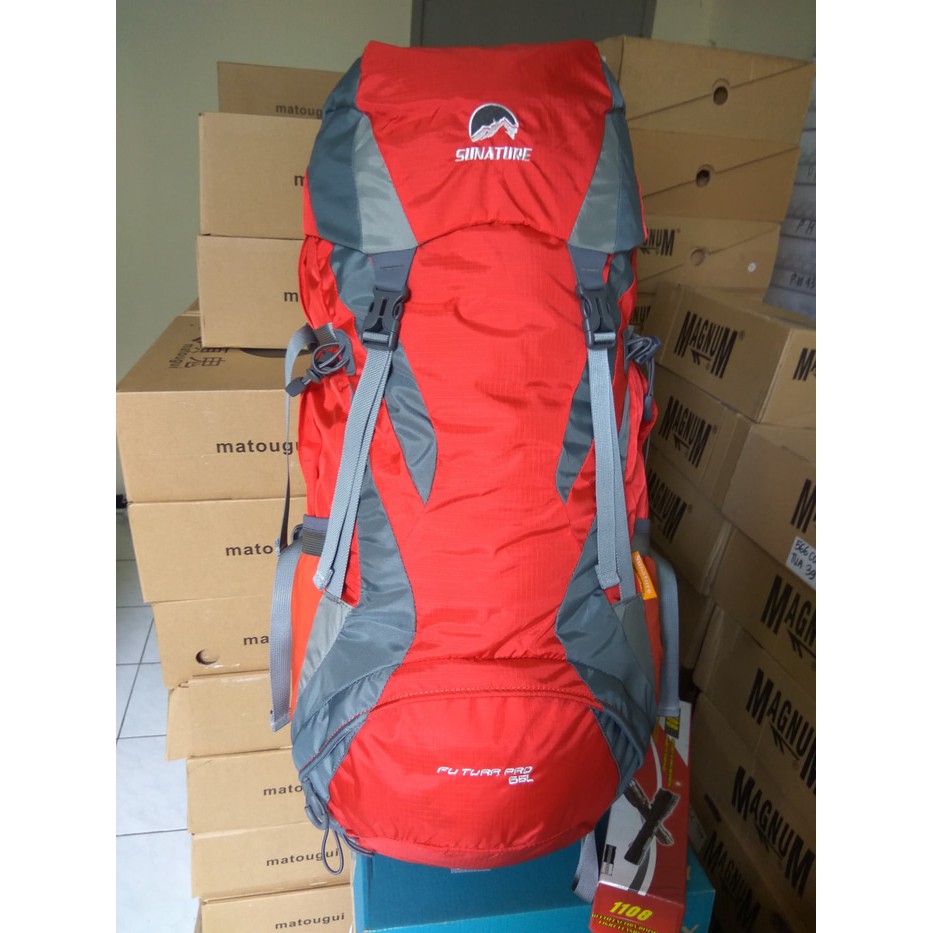 HOT SALE CARRIER TAS GUNUNG 65LT SUNATURE FUTURA RANSEL CAMPING BACKPACK HIKING - BIRU TERMURAH