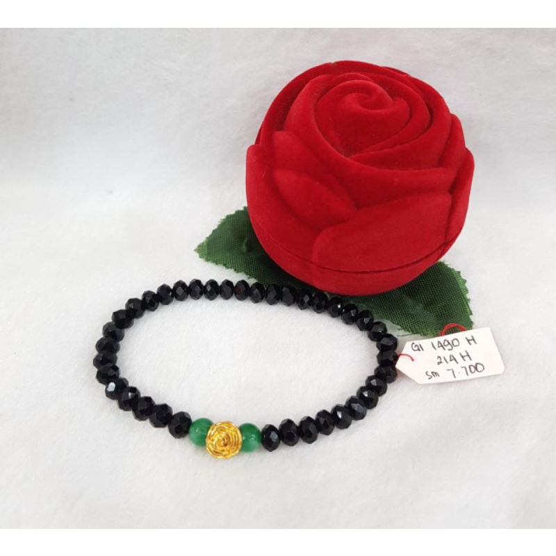 GL1490H214H gelang mata hitam emas model rose mawar collection wanita gold berat 0.350 sama mata  7.