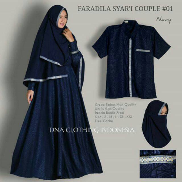 Gamis Khimar Koko Faradila Couple Syari Crepe Embos Wolfis HQ Longdress Maxi Murah