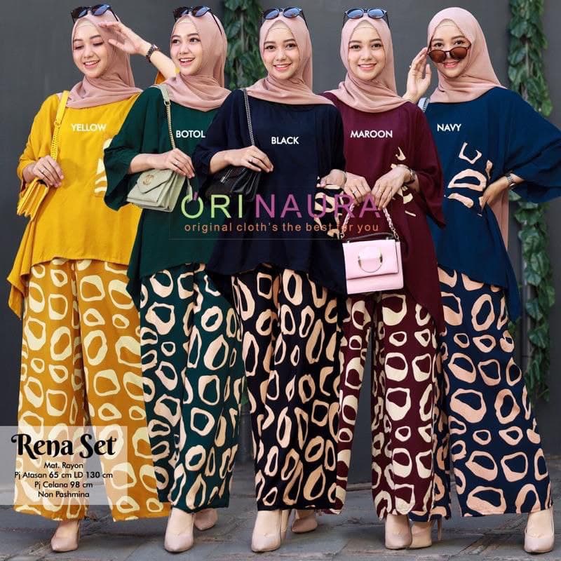 SETELAN WANITA WAKA-WAKA BATU KOMBINASI JUMBO / SATU SET BAJU DAN CELANA JUMBO LD130cm