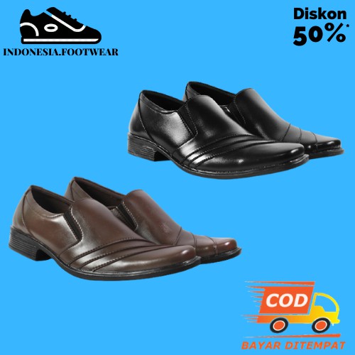 Sepatu Pantofel Hitam Pria Crocodile Formal Slop Casual Kerja Kantor Murah