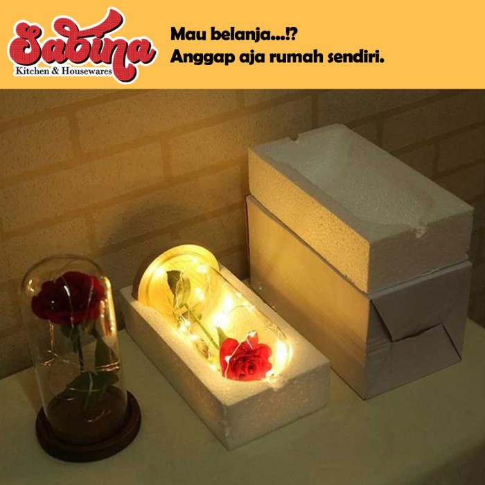 Original Lampu LED Mawar 4 Varian Dekorasi Beauty &amp; The Beast Rose