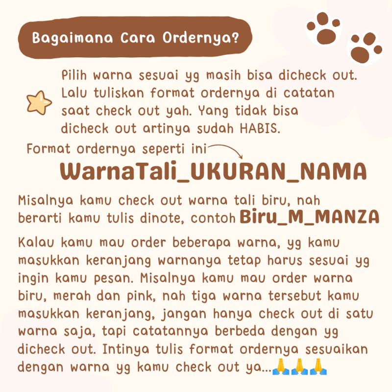 [CORA] Kalung Kucing Custom Nama Tali Prusik Adjustable Ukuran Small / Medium / Large