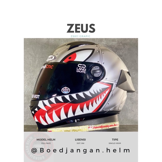 Jual Zeus Helm Zs Al Silver Doff Black Zeus Full Face Motif