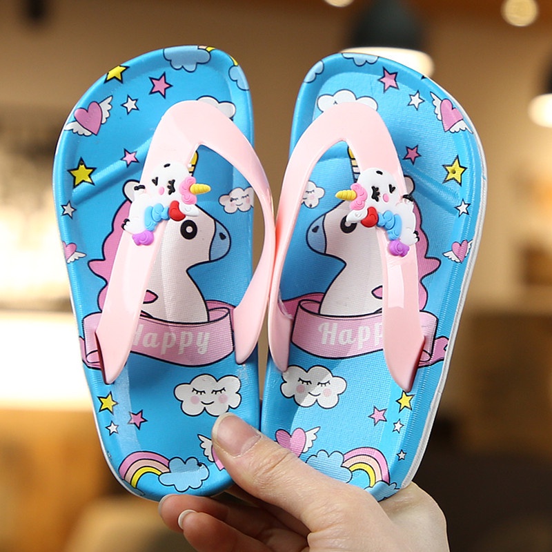 HappyOliver SANDAL JEPIT UNICORN Sandal Japit Anak Perempuan Bahan Karet Model Lucu 0-5 Tahun Import