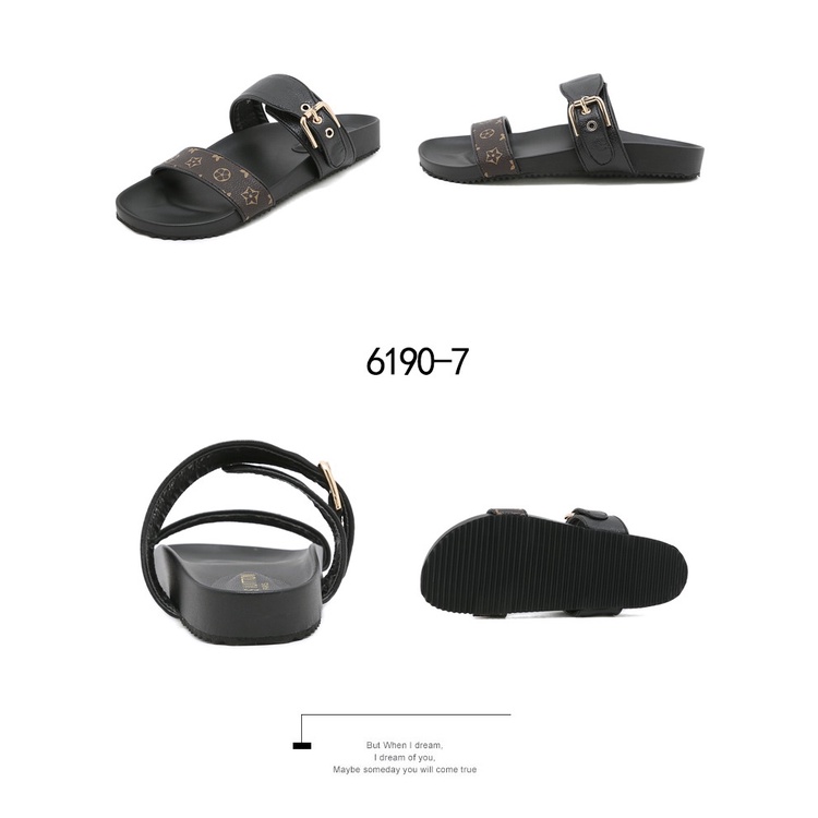 Buckle Flat Sandals Double  Strap #6190-7