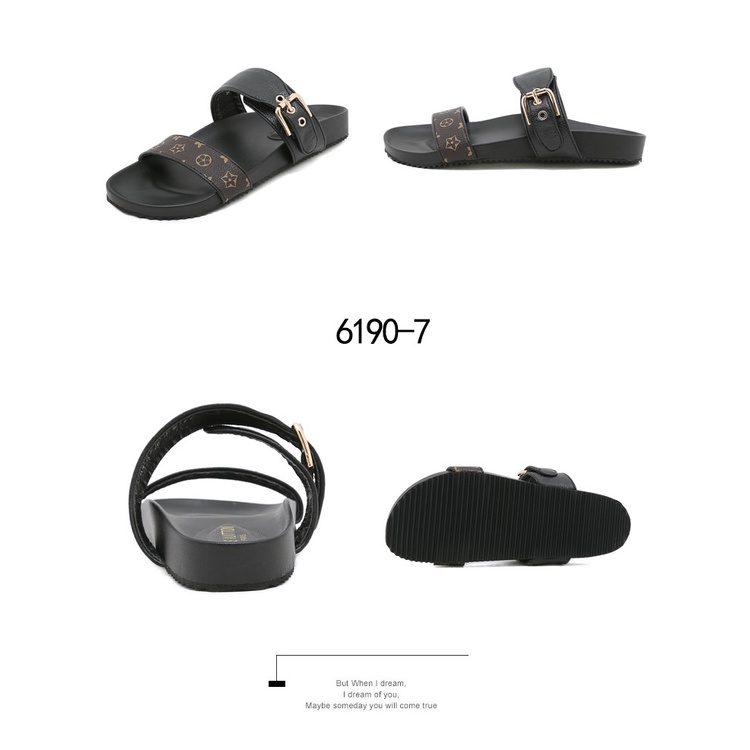 Buckle Flat Sandals Double  Strap #6190-7