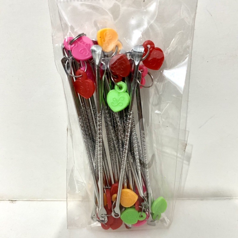 KOREK KUPING BESI CHROOM Isi 20 pcs/ Korek Kuping Stainless steel Murni soft 7CM - Korek Kuping Lucu