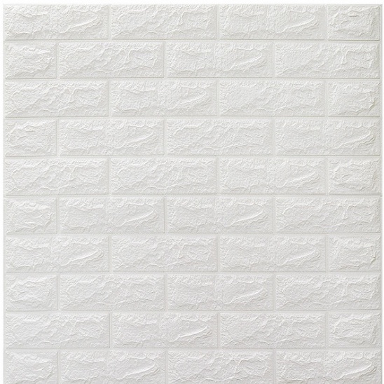 DIY Wall foam Stiker 3D Dekorasi Kamar Rumah / wallpaper Dinding Kamar Tidur batu bata-ZW-1 Putih