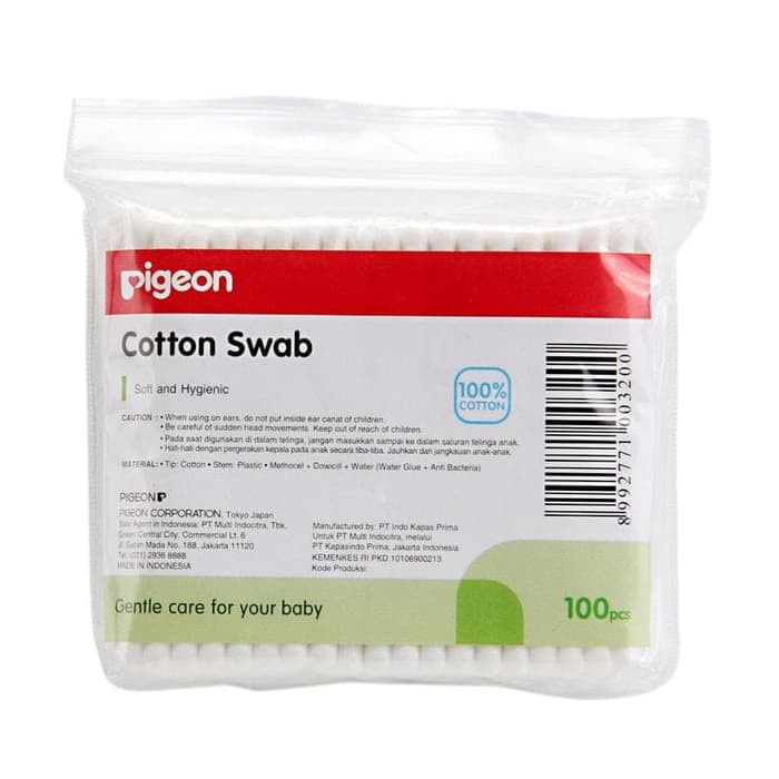 ♥BabyYank♥ Pigeon Cotton Swab Isi 100 Pcs Cotton Buds / kapas bertangkai/membersihkan telinga dan hidung bayi