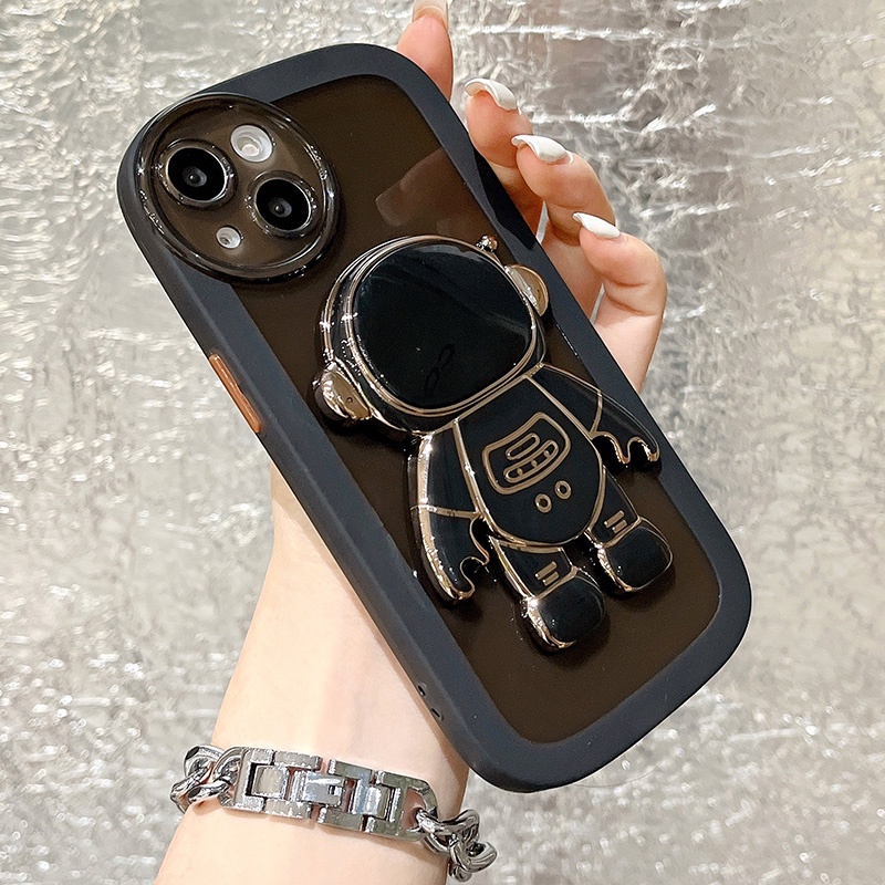 Creative astronaut stand case iphone 11 pro max 12 13 pro max Xs XR 7plus/8plus 3D round TPU soft shockproof phone case