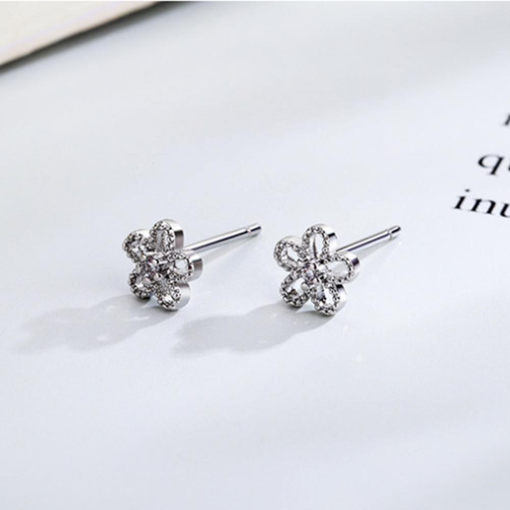 Timekey Anting Tusuk Desain Bunga Hias Zircon Gaya Simpleelegan Untuk Wanita A3K3