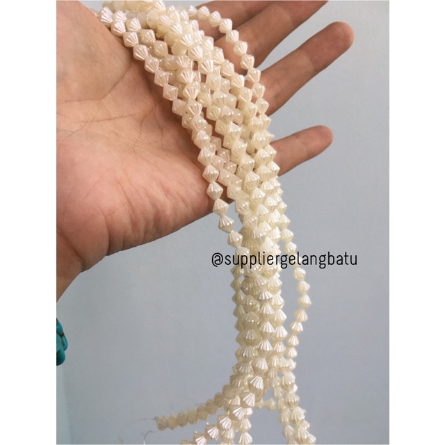 bahan Mutiara Sintetis BICONE 8MM WHITE PEARL TULANG manik aksesoris