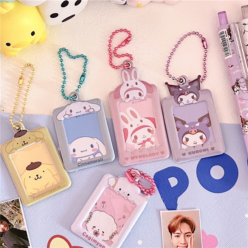 Tas Holder Kartu Foto Desain Sanrio 1 Inch Tahan Air Dengan Rantai Untuk Alat Tulis Sekolah