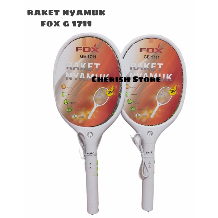 RAKET NYAMUK FOX GF1711 SETRUM NYAMUK LALAT WITH SENTER RECHARGEABLE