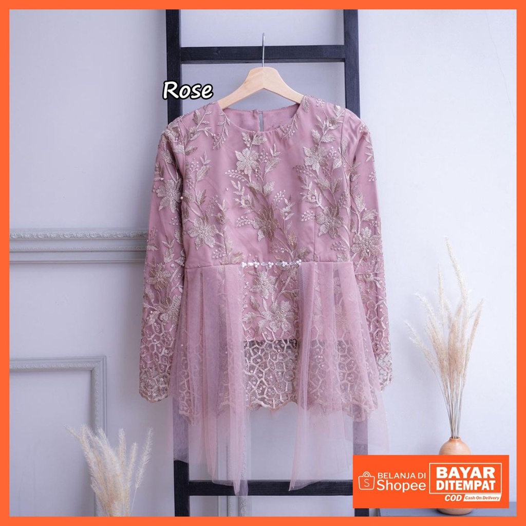 Kebaya Batik Maulida Brokat Tille Mutiara Kebaya Sarimbit Modern Rok Span
