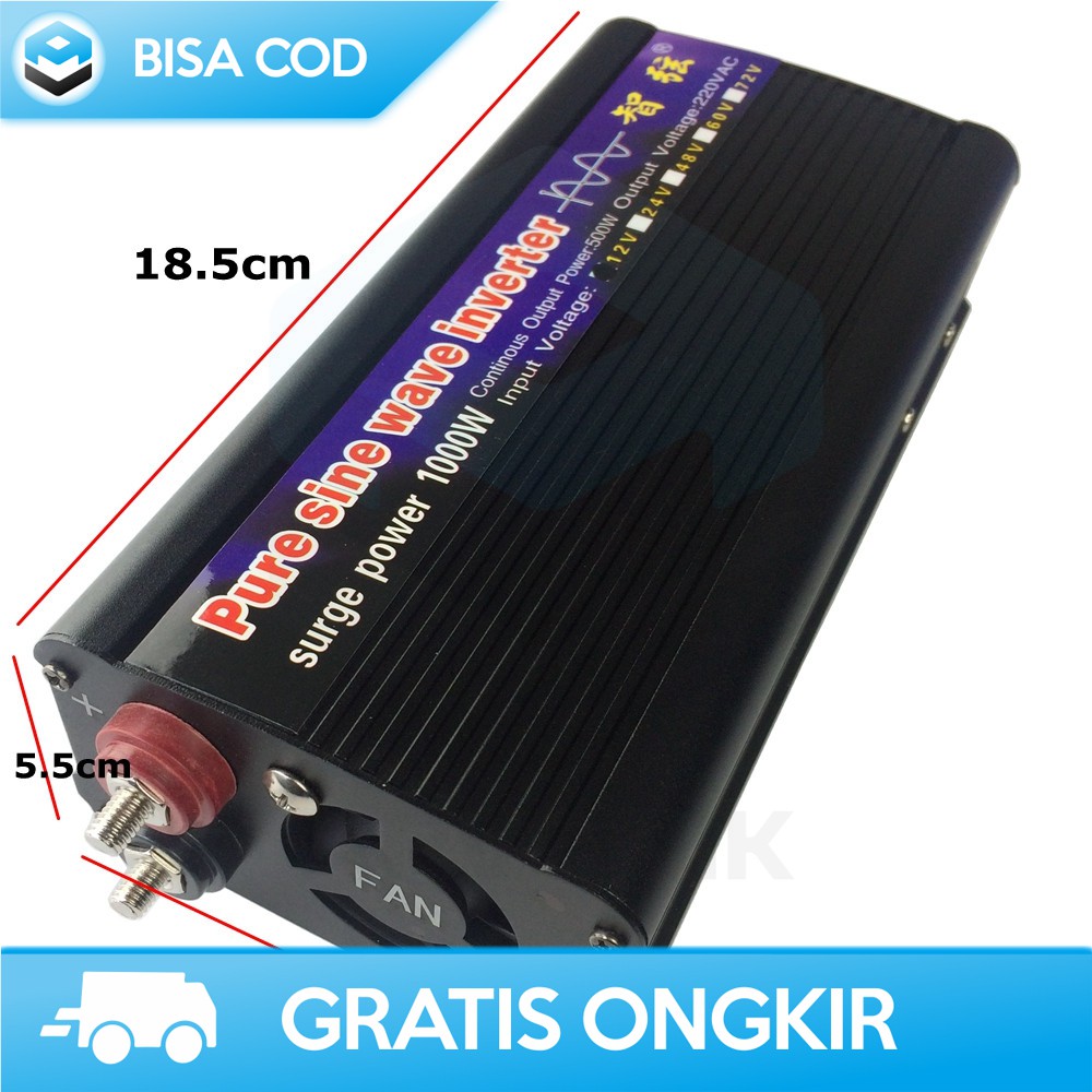 CAR POWER INVERTER MOBIL DC KE AC PURE SINE WAVE 1000 WATT TAFFWARE