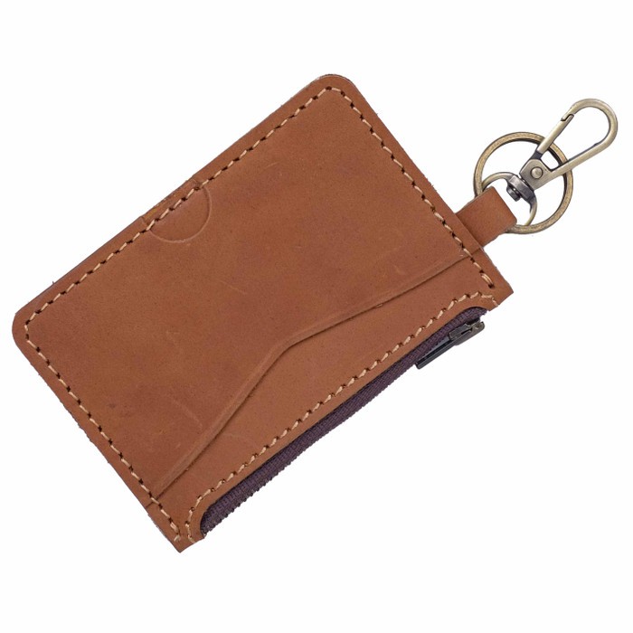 Dompet STNK Motor Mobil SIM eToll Gantungan Kunci Kulit Sapi DSK-08 - CH-Tan