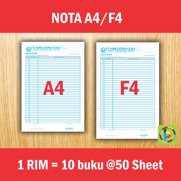 Jual Cetak Nota Bon Invoice 4 Rangkap Ply Carbonless Tanpa Karbon 4 Warna Shopee Indonesia