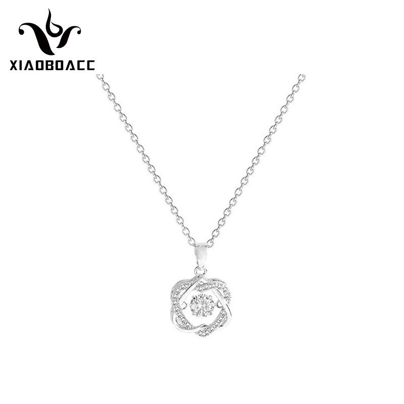 XiaoboACC Kalung Rantai Klavikula 18K Gold Plated Zircon Bentuk Bintang Segi Delapan Bahan Titanium Steel Ukuran - 38CM + 6CM