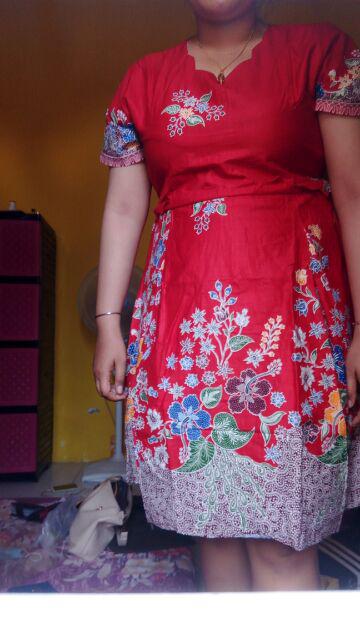 Dress Batik Couple Plus Anak Bunga Biru