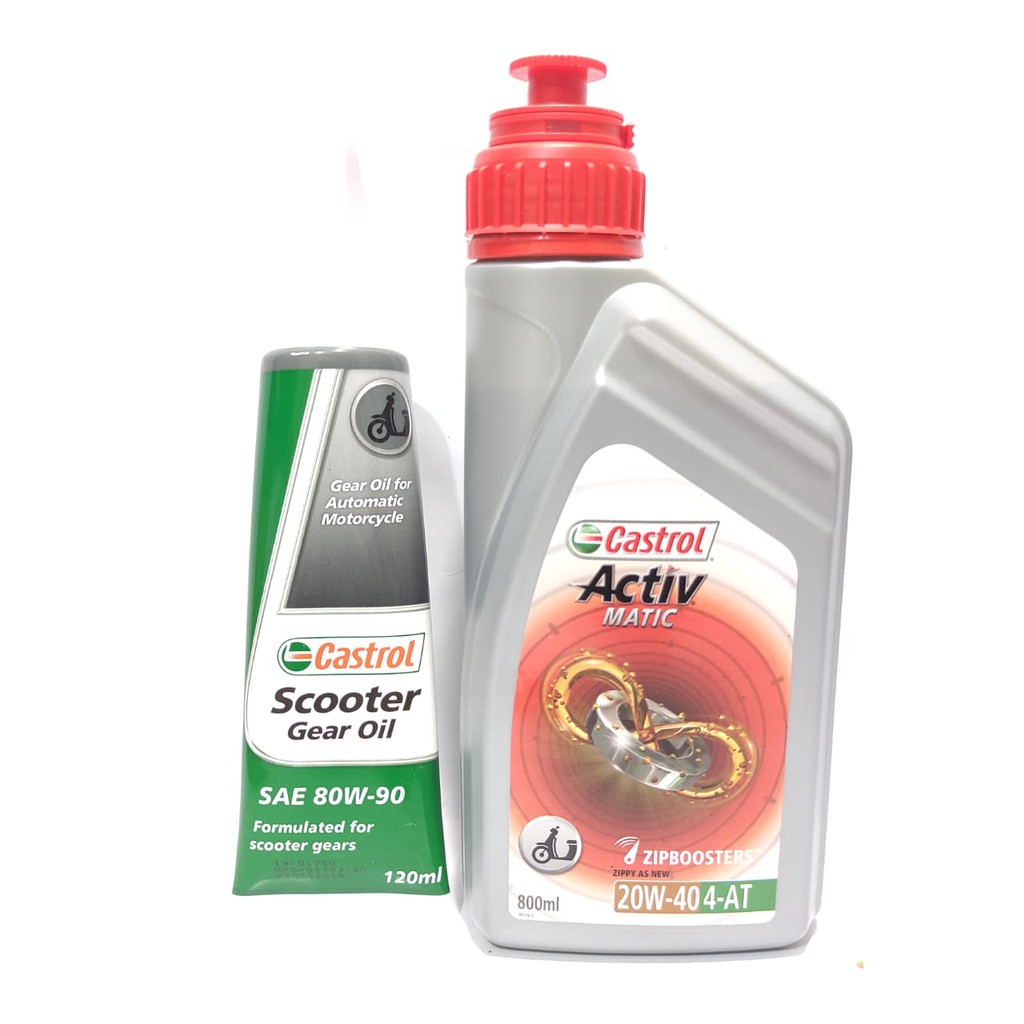 PAKET OLI MATIC CASTROL ACTIV 20W40 DENGAN OLI GARDAN 80W90 120ML ASLI