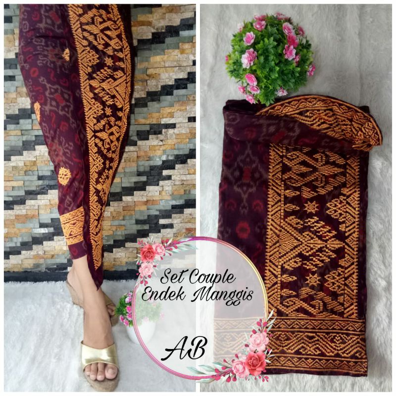 kamen set couple endek bordir gold