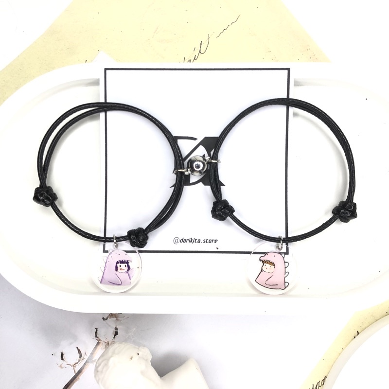 Gelang Dino Couple V3 2pcs (Ungu-Pink) - Couple Dino Cute