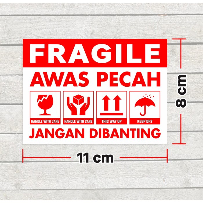 

Sticker Label Fragile 11 x 8 cm Stiker Pengiriman Olshop Awas Pecah Jangan Dibanting 1 roll/ 200 pcs