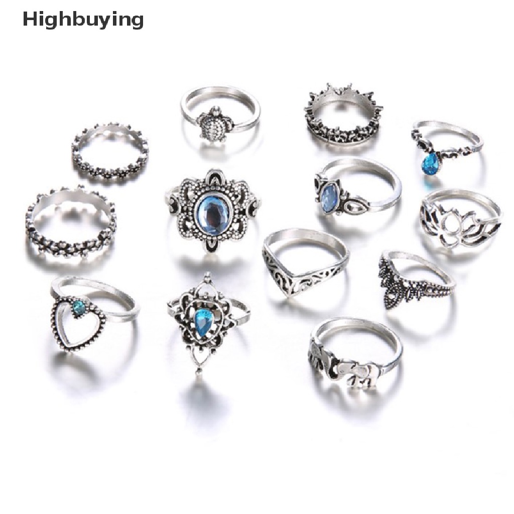 Hbid 13pcs / Set Cincin Aneka Desain Gaya Punk Untuk Wanita