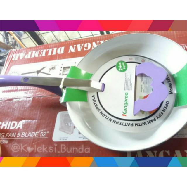 KANGAROO FRY PAN CERAMIC 24Cm - KG670 FREE IRUS CANTIK  / WAJAN KERAMIK / TEFLON KANGAROO