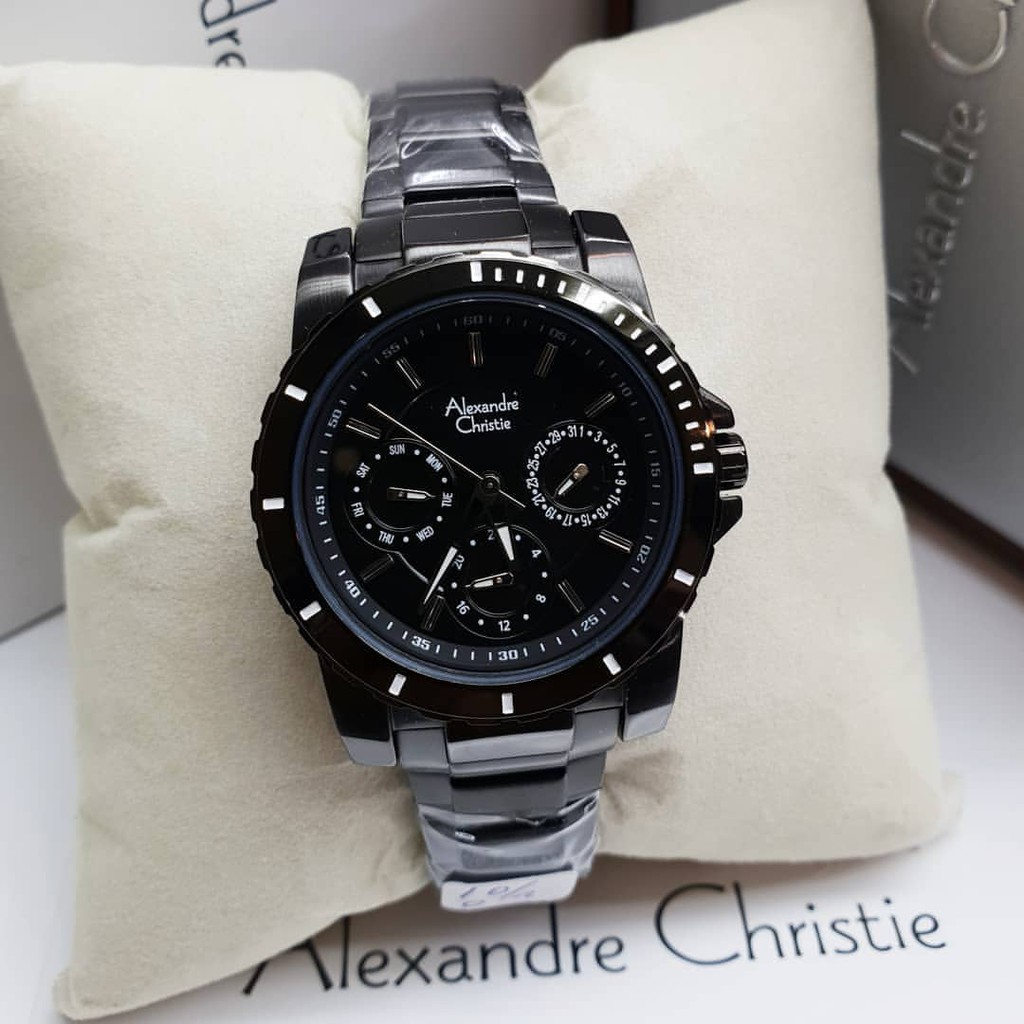 Alexandre Christie 100% Original ac6141 Stainless Steel full black ladies