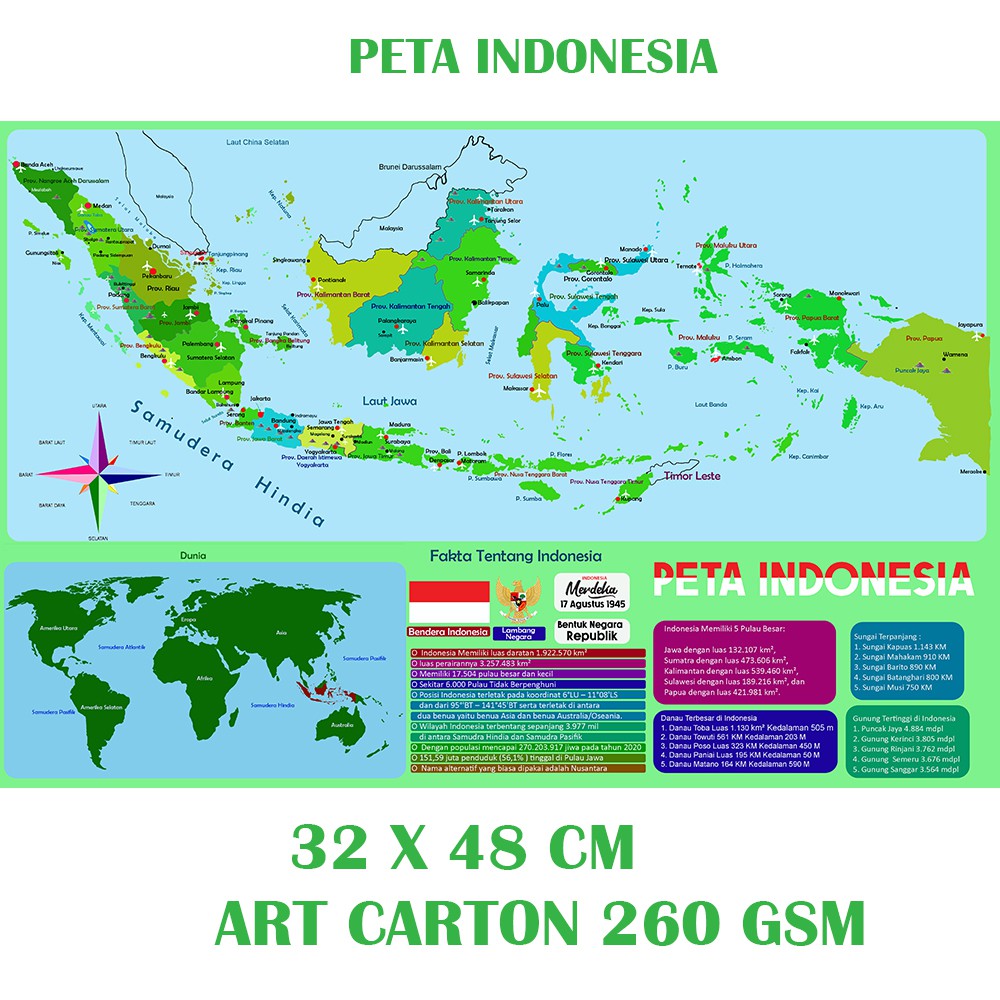 

PETA INDONESIA UKURAN A3 32X48 CM KUALITAS OKE INDONESIAN MAP