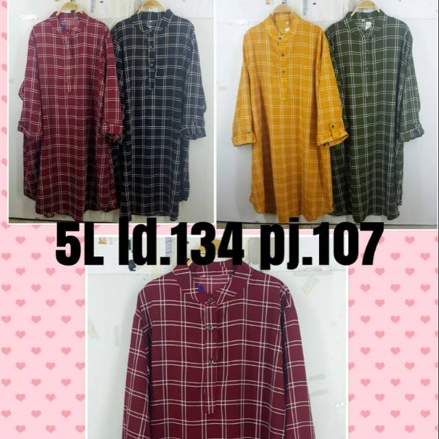 Long tunik kotak super jumbo