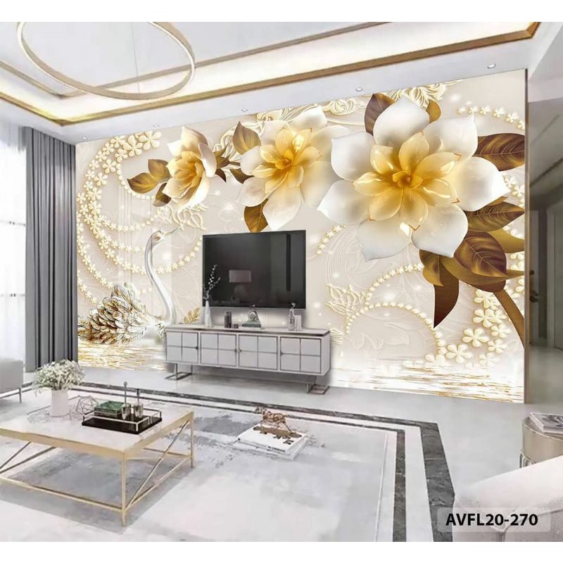 Wallpaper Dinding Motif Bunga 3D