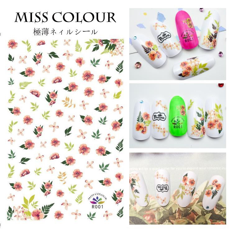 Flower Rose Tropical Hibiscus Daisy Chinese Flower Japanese Ultra Thin Nail Sticker Stiker Kuku R1