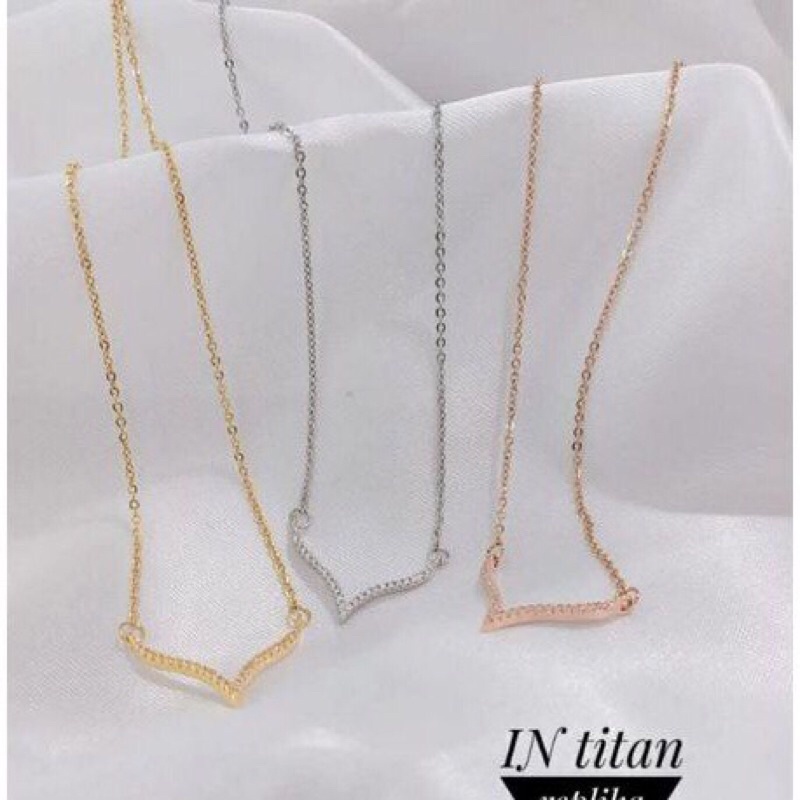 kalung fuji titanium lapis emas berlian