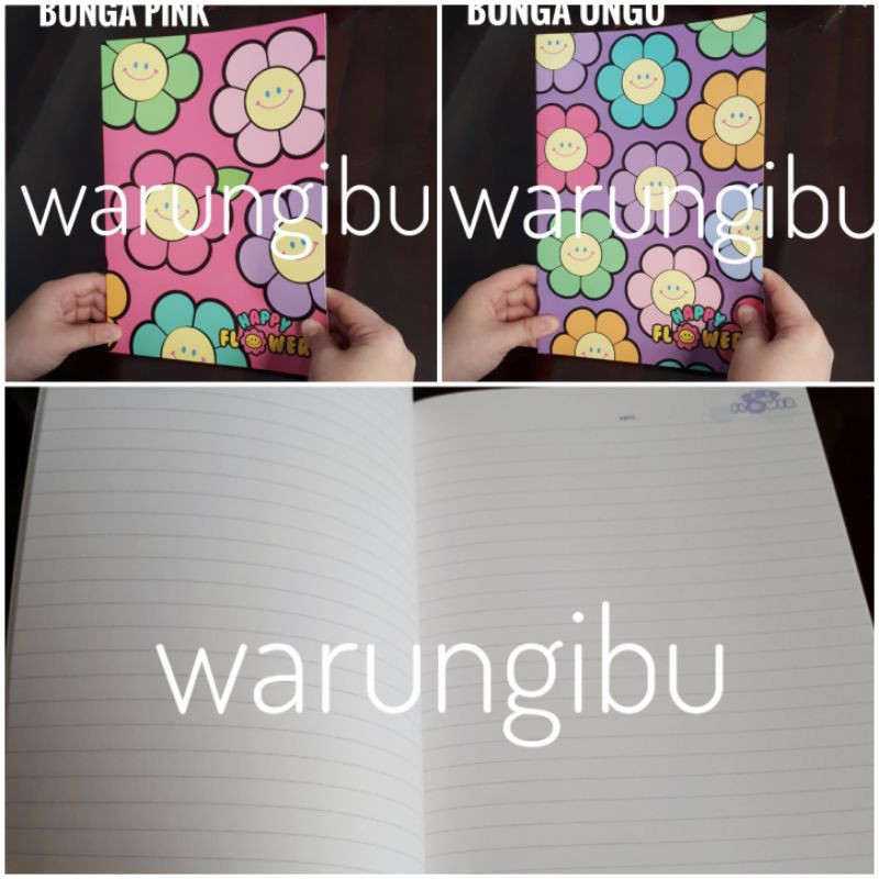 

Happy Flower Ruled Book Buku Tulis Catatan Halaman Garis Motif Bunga