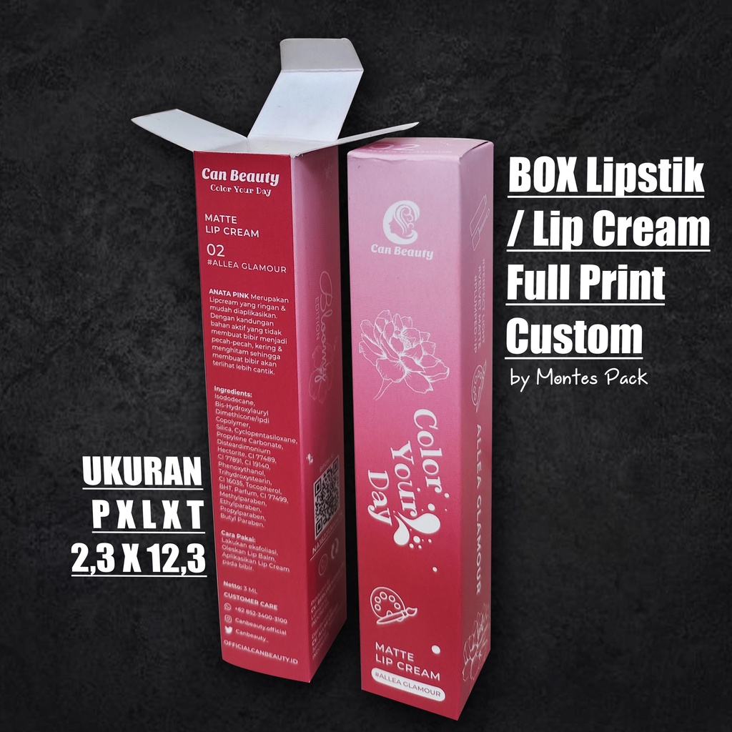 

Box lipstick Custom / Kemasan Lip cream / Lip tint / Lip gloss 2,3x2,3x12,3 CUSTOM