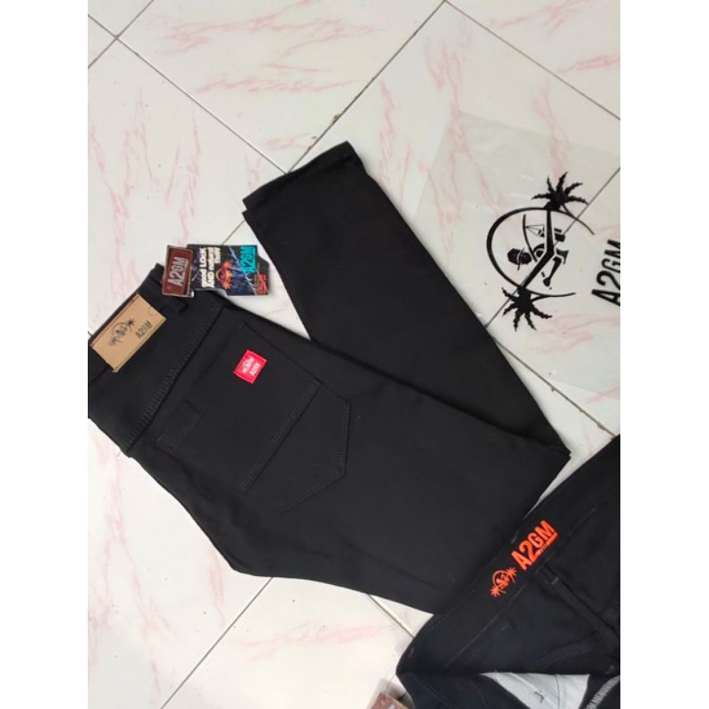 celana panjang jeans merek A2gm+BLACK BAGEUR