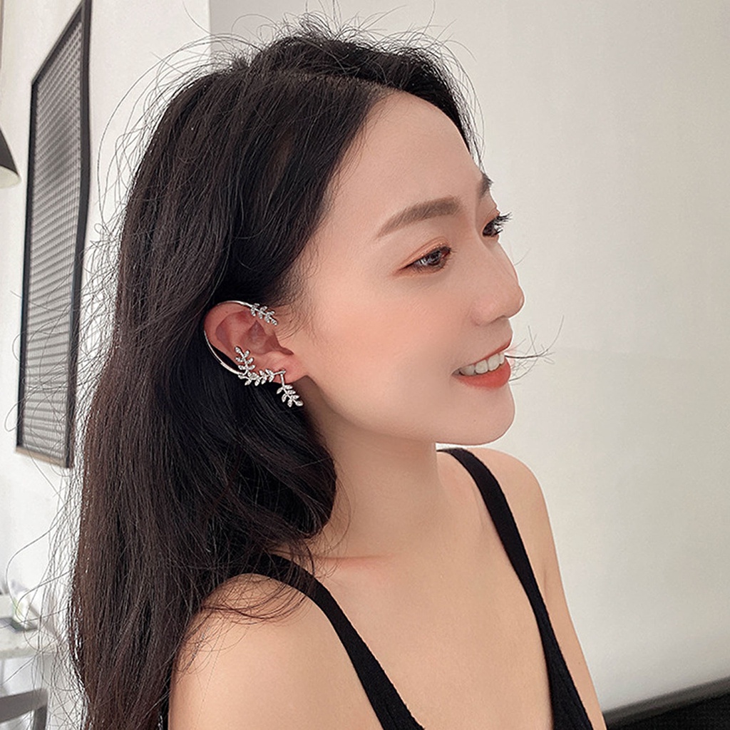 Hu Hu Hu Hu Hu Alat Bantu Pasang Kacamata♡ 1pc Anting Klip Tanpa Tindik Bentuk Daun Gaya Vintage Untuk Pesta