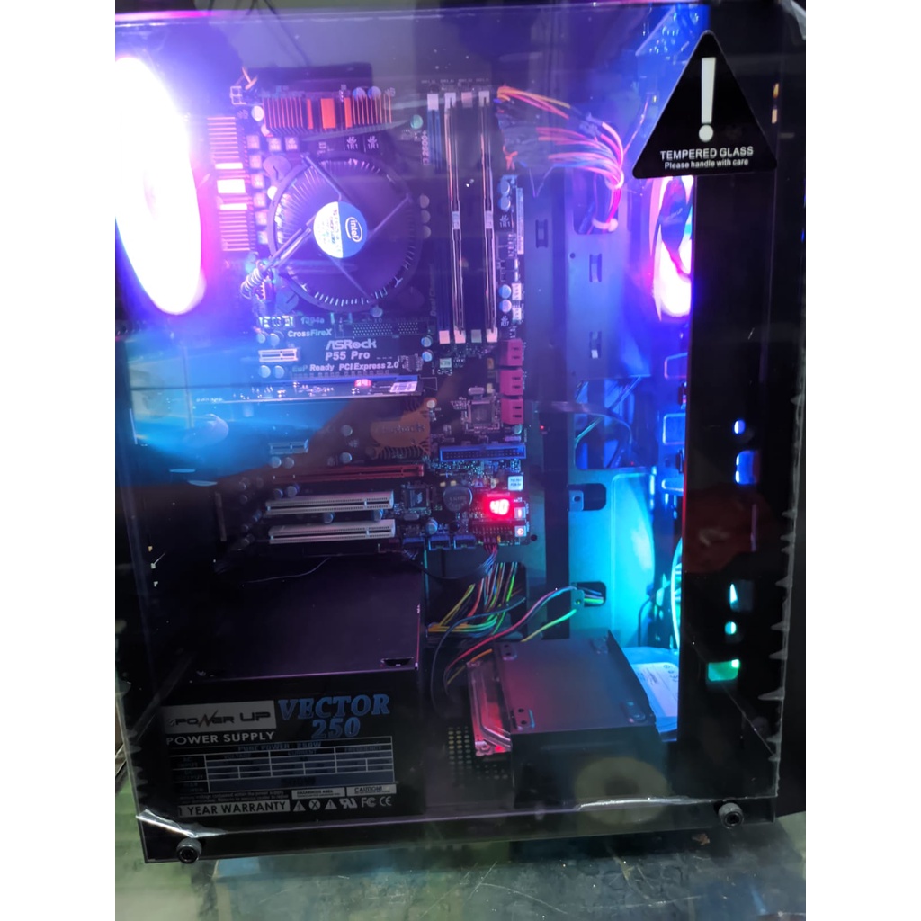 PC/CPU CORE i3/i5/i7 CASING TRANSPARAN+FAN RGB SIAP PAKAI